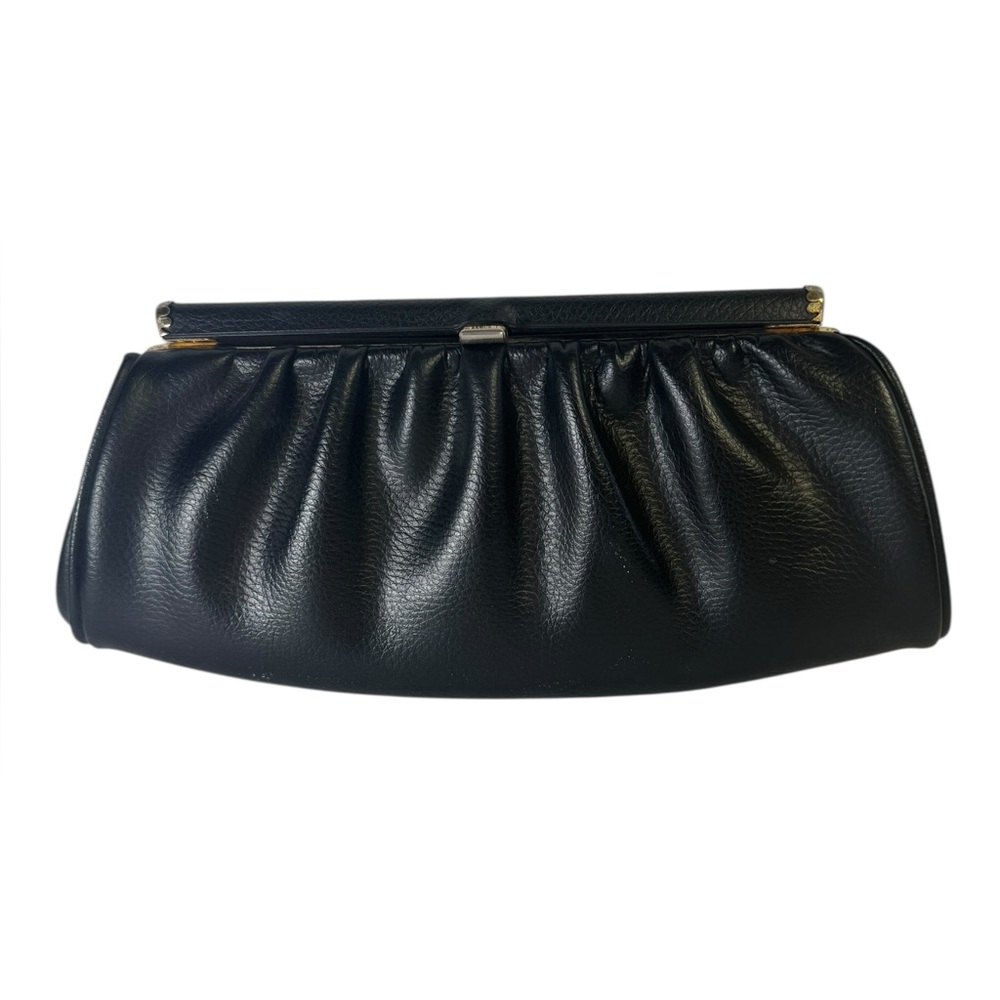 Vintage Black Faux Leather Clutch Purse – Classic‎ Evening Bag